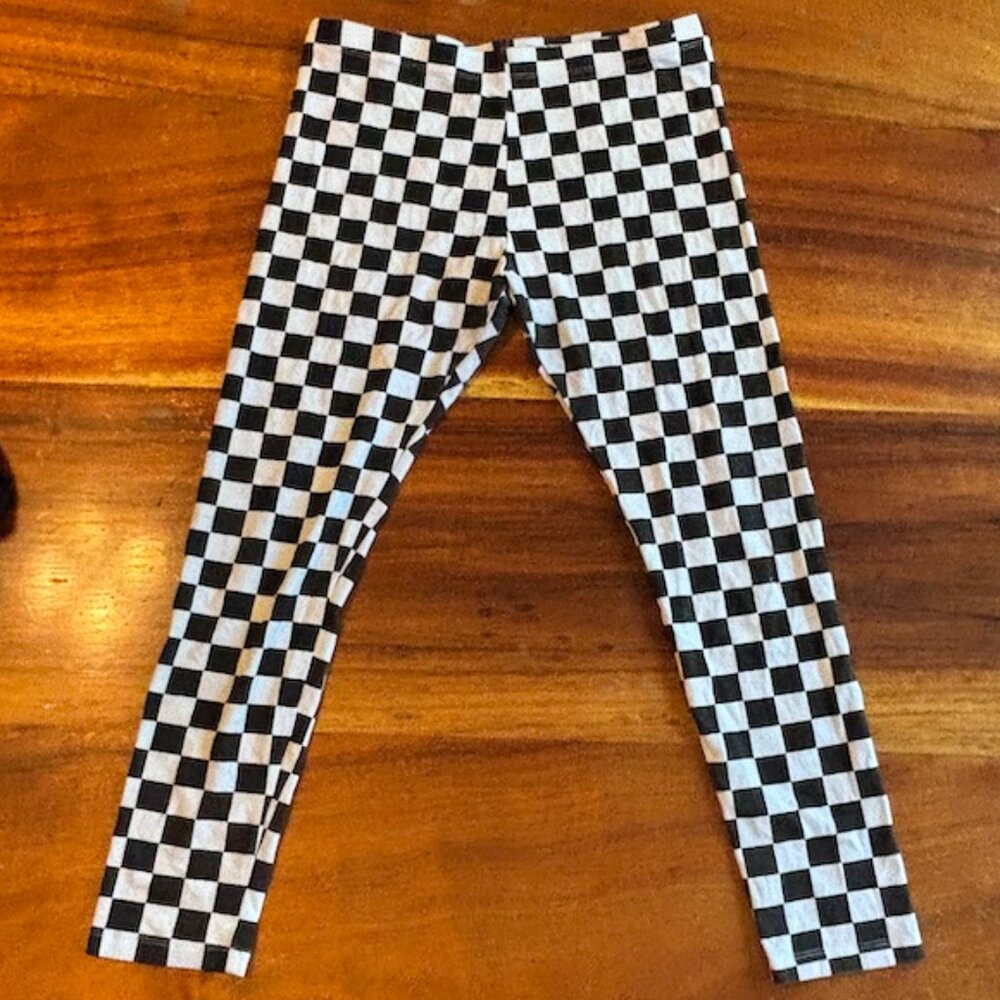 Wonder Nation B&W Checkered Leggings - XL(14-16)